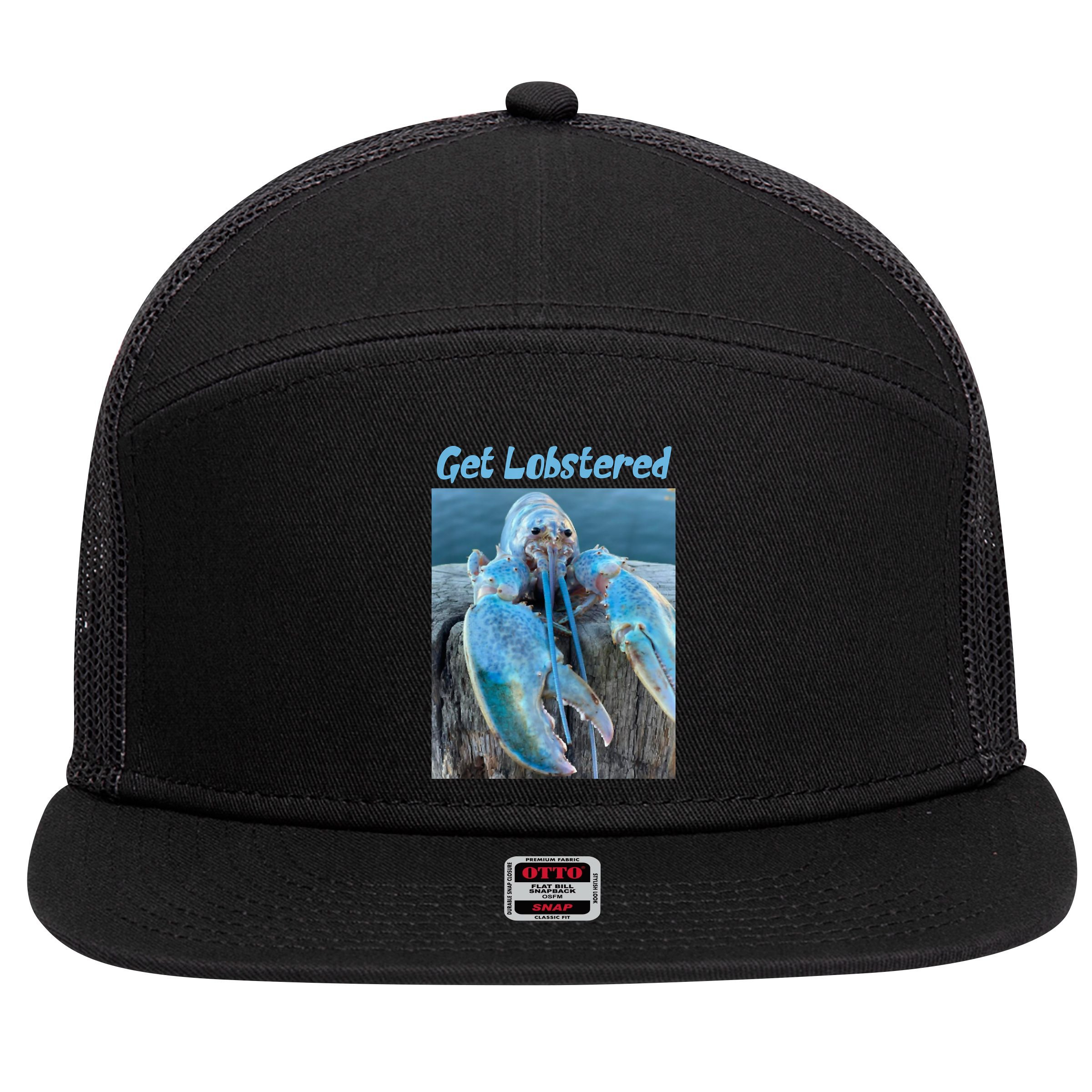 Funny Jumpscare Lobster Meme Blue Crustacean 7 Panel Mesh Trucker Snapback Hat