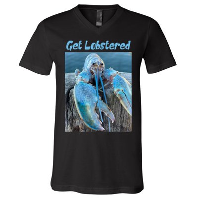 Funny Jumpscare Lobster Meme Blue Crustacean V-Neck T-Shirt