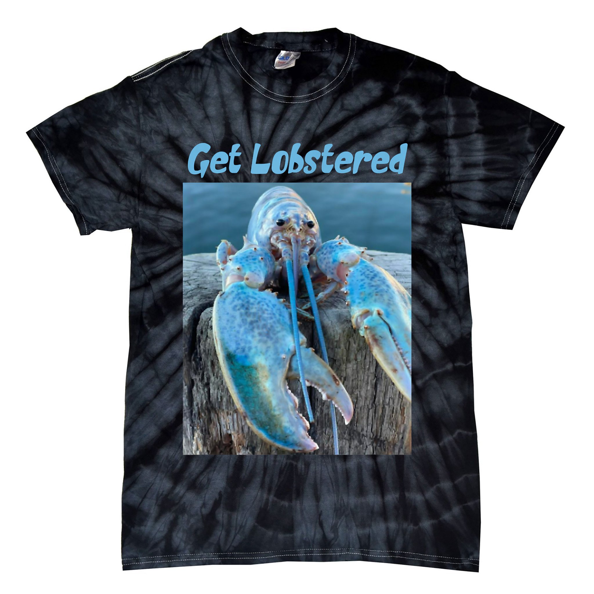 Funny Jumpscare Lobster Meme Blue Crustacean Tie-Dye T-Shirt