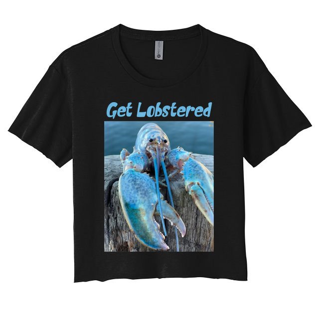 Funny Jumpscare Lobster Meme Blue Crustacean Crop Top
