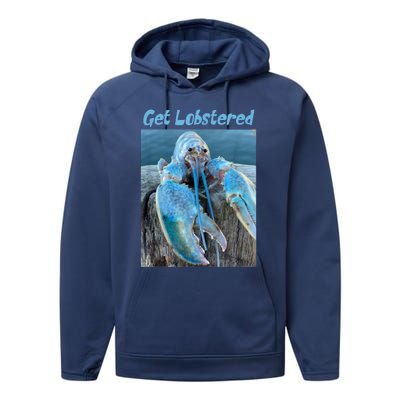 Funny Jumpscare Lobster Meme Blue Crustacean Performance Fleece Hoodie