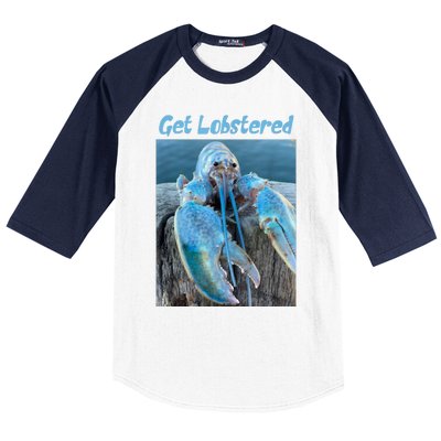 Funny Jumpscare Lobster Meme Blue Crustacean Baseball Sleeve Shirt