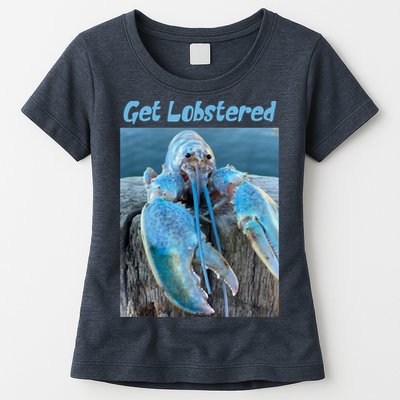 Funny Jumpscare Lobster Meme Blue Crustacean Womens T-Shirt