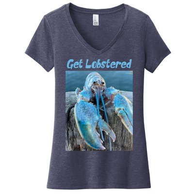 Funny Jumpscare Lobster Meme Blue Crustacean Women's V-Neck T-Shirt