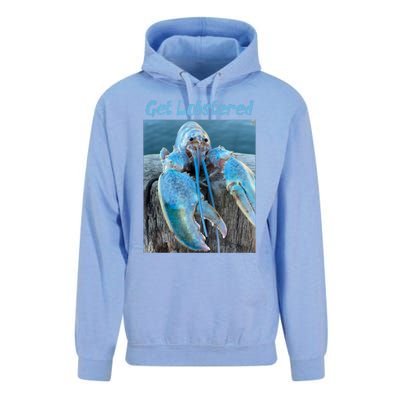 Funny Jumpscare Lobster Meme Blue Crustacean Unisex Surf Hoodie