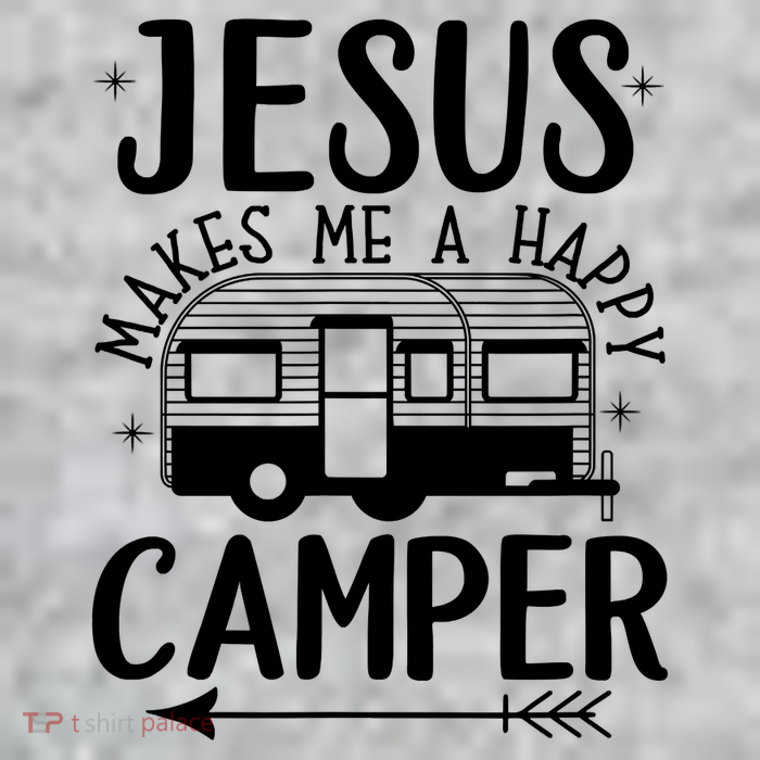 Funny Jesus Makes Me A Happy Camper Tall T-Shirt