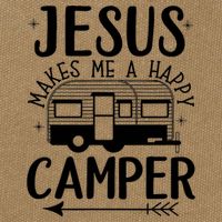 Funny Jesus Makes Me A Happy Camper Cotton Canvas Backpack