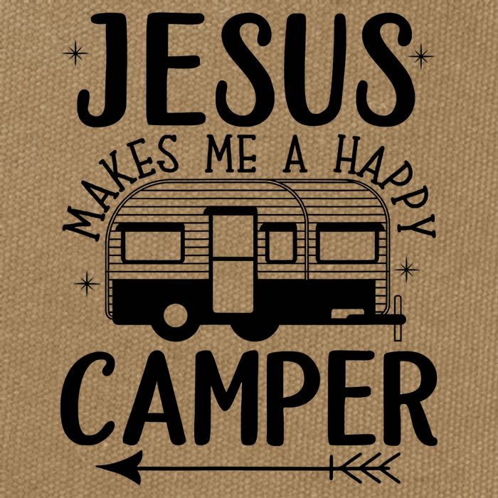 Funny Jesus Makes Me A Happy Camper Cotton Canvas Backpack