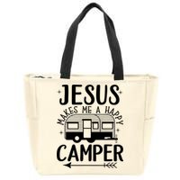Funny Jesus Makes Me A Happy Camper Zip Tote Bag