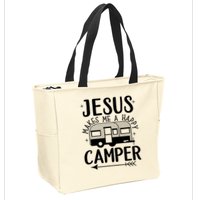 Funny Jesus Makes Me A Happy Camper Zip Tote Bag