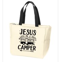 Funny Jesus Makes Me A Happy Camper Zip Tote Bag