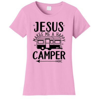 Funny Jesus Makes Me A Happy Camper Women's T-Shirt