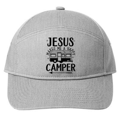 Funny Jesus Makes Me A Happy Camper 7-Panel Snapback Hat