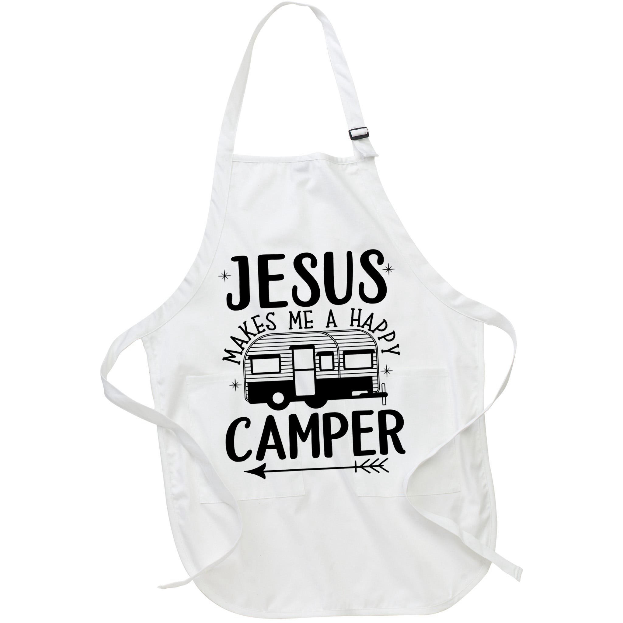 Funny Jesus Makes Me A Happy Camper Apron