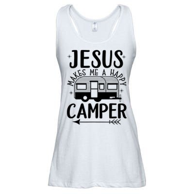 Funny Jesus Makes Me A Happy Camper Ladies Essential Flowy Tank