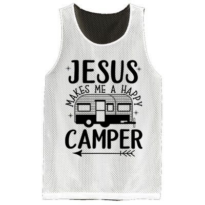 Funny Jesus Makes Me A Happy Camper Mesh Reversible Basketball Jersey Tank