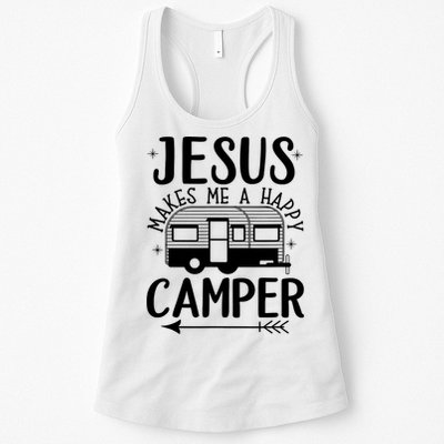 Funny Jesus Makes Me A Happy Camper Womens Tank Top