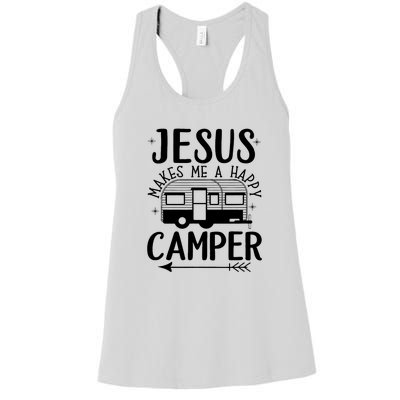 Funny Jesus Makes Me A Happy Camper Women's Racerback Tank