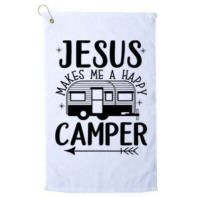 Funny Jesus Makes Me A Happy Camper Golf Towel