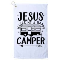 Funny Jesus Makes Me A Happy Camper Golf Towel