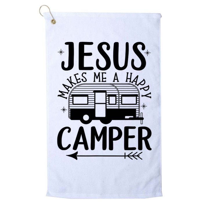 Funny Jesus Makes Me A Happy Camper Golf Towel