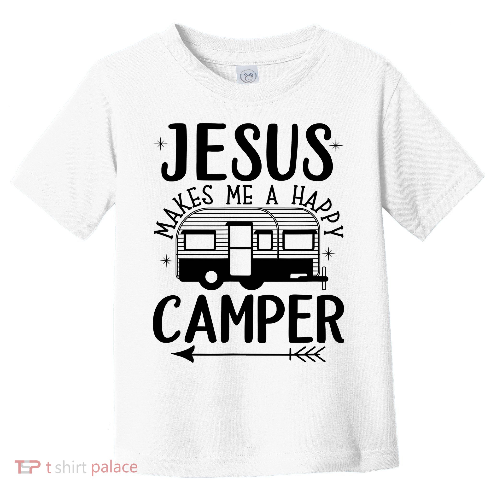 Funny Jesus Makes Me A Happy Camper Toddler T-Shirt