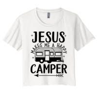 Funny Jesus Makes Me A Happy Camper Crop Top