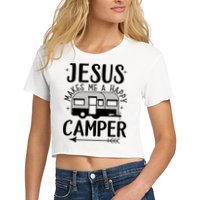 Funny Jesus Makes Me A Happy Camper Crop Top