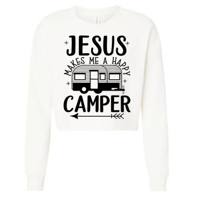 Funny Jesus Makes Me A Happy Camper Cropped Pullover Crew