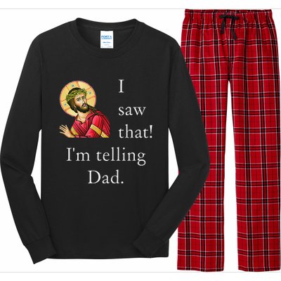 Funny Jesus Meme I Saw That Im Telling Dad Christian Joke Long Sleeve Pajama Set