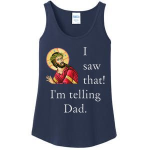 Funny Jesus Meme I Saw That Im Telling Dad Christian Joke Ladies Essential Tank