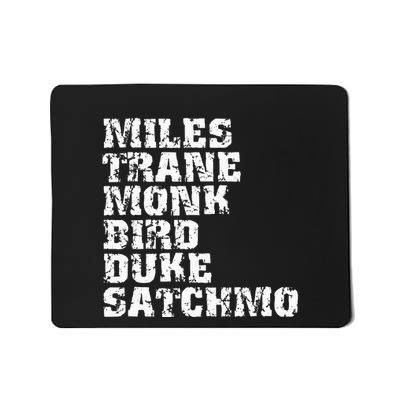 Famous Jazz Miles Coltrane Monk Parker Ellington List Mousepad