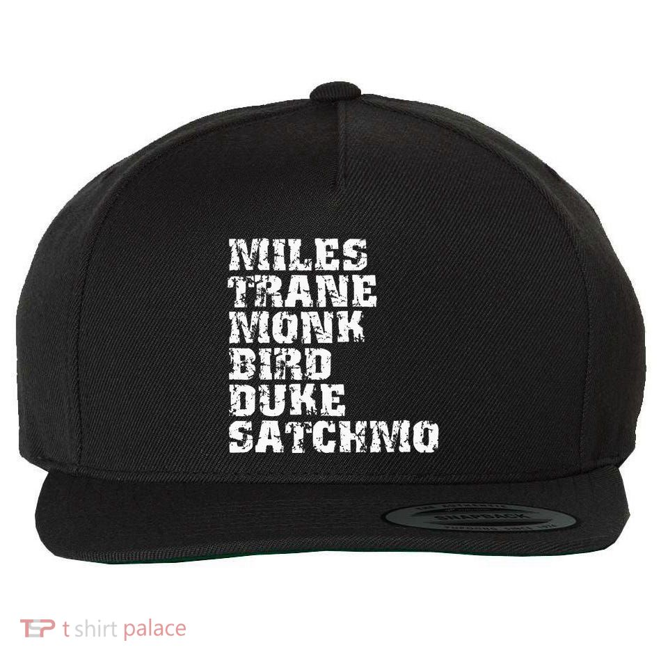 Famous Jazz Miles Coltrane Monk Parker Ellington List Wool Snapback Cap