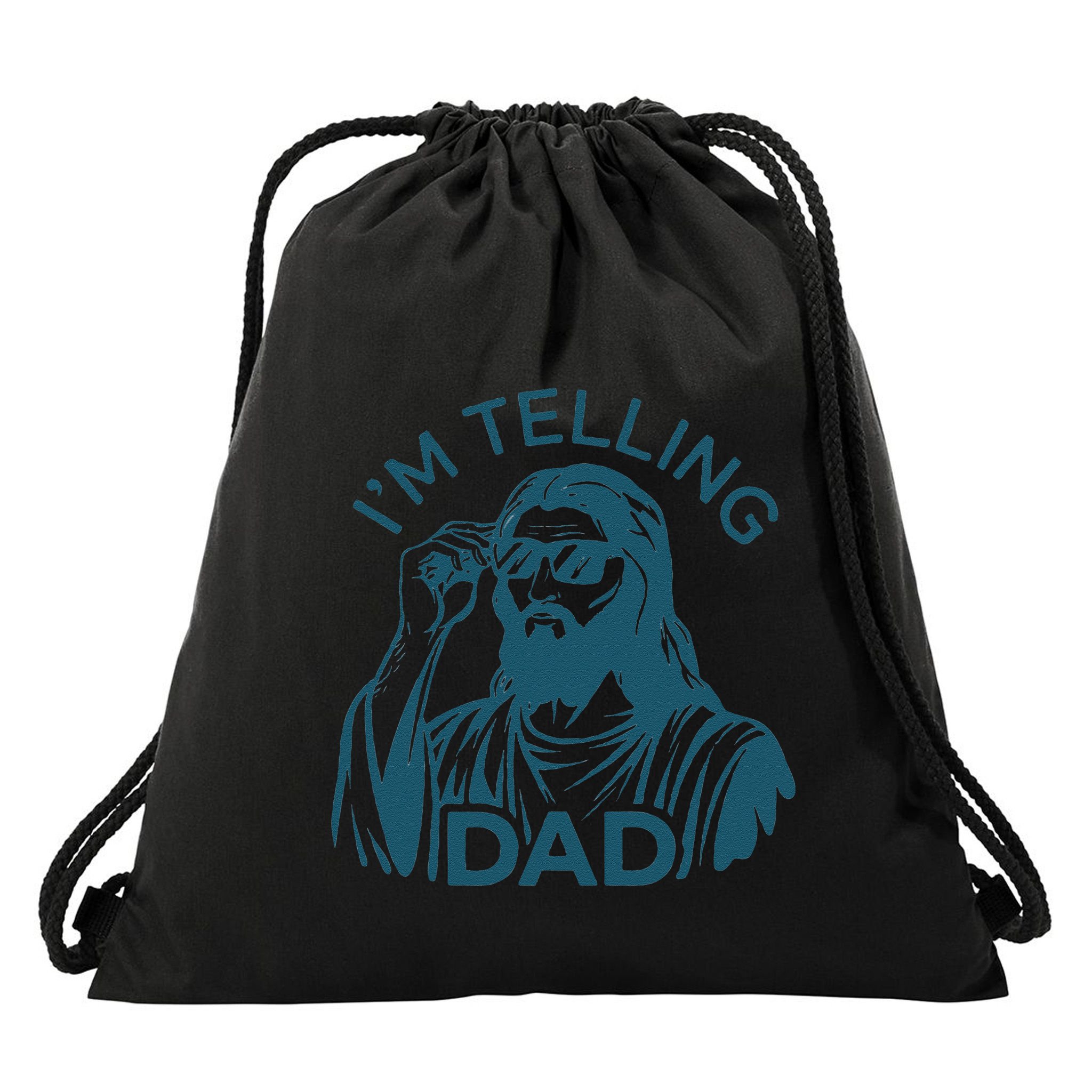 Funny Jesus Meme IM Telling Dad Jesus Christian Drawstring Bag
