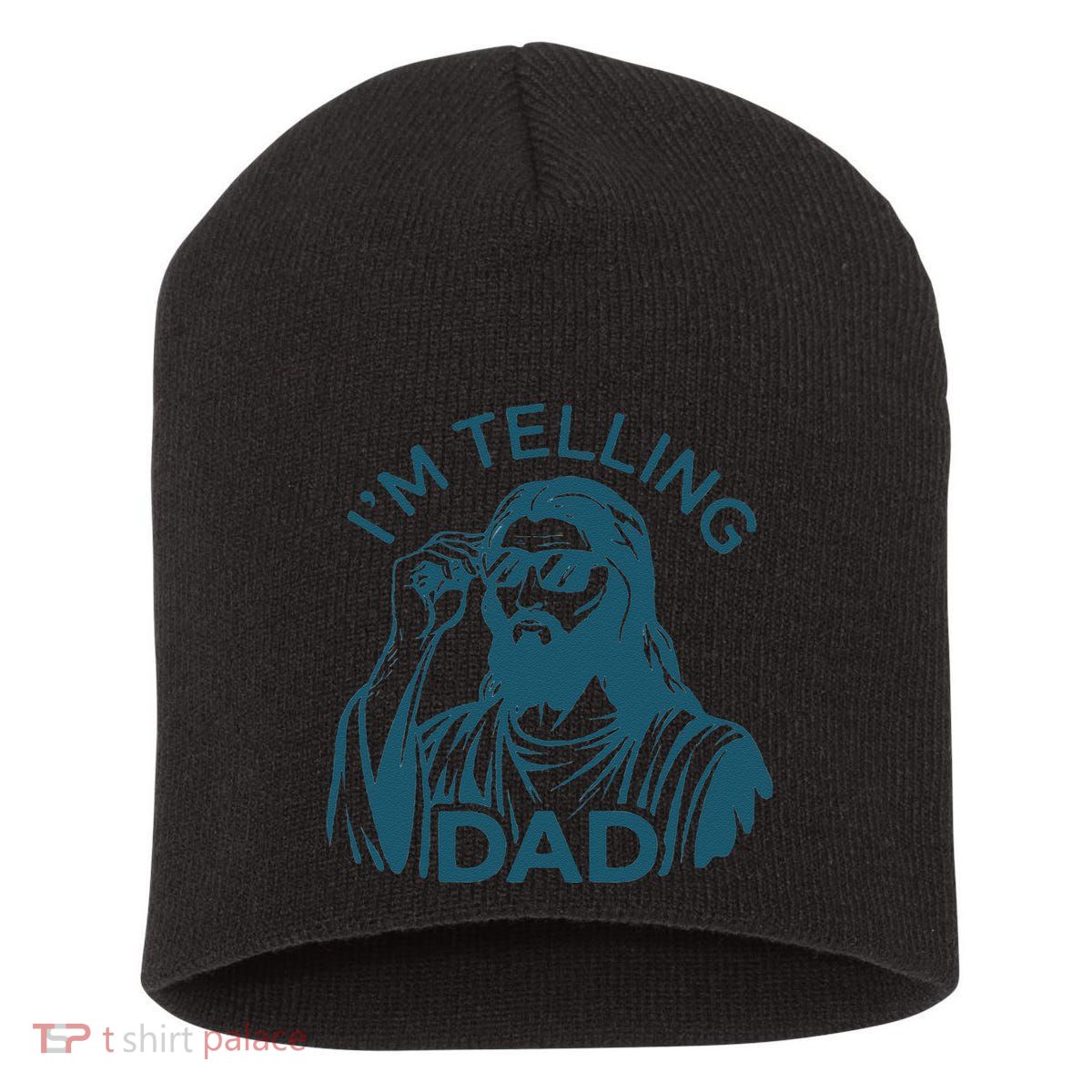Funny Jesus Meme IM Telling Dad Jesus Christian Short Acrylic Beanie