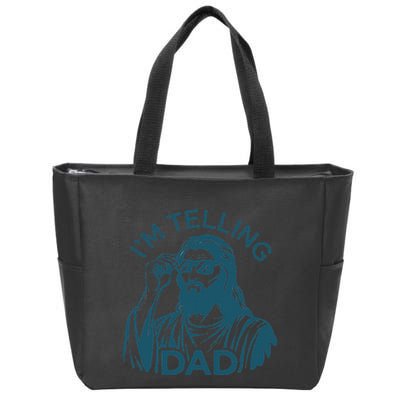 Funny Jesus Meme IM Telling Dad Jesus Christian Zip Tote Bag