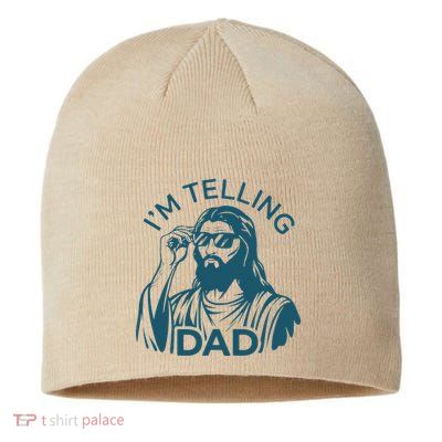 Funny Jesus Meme IM Telling Dad Jesus Christian Sustainable Beanie
