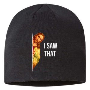 funny Jesus meme Quote Sustainable Beanie