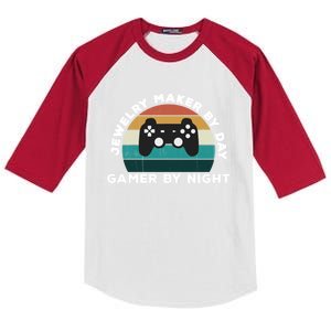 Funny Jewelry Maker By Day Gamer By Night: Video Game Lover Gift Kids Colorblock Raglan Jersey