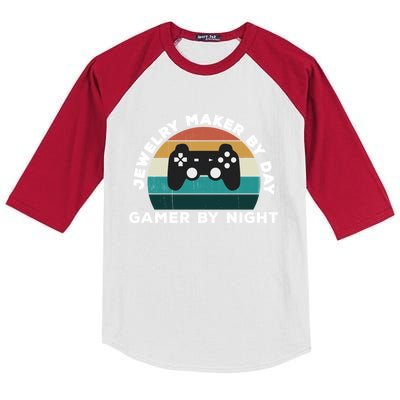 Funny Jewelry Maker By Day Gamer By Night: Video Game Lover Gift Kids Colorblock Raglan Jersey