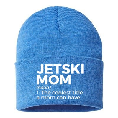 Funny Jetski Mom Definition Jet Skiing Cool Gift Sustainable Knit Beanie