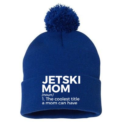 Funny Jetski Mom Definition Jet Skiing Cool Gift Pom Pom 12in Knit Beanie