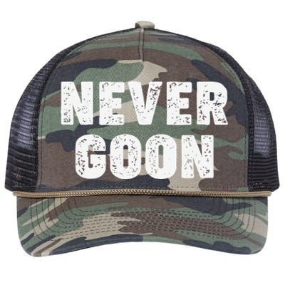 Funny Joke Never Goon Quote Humor Design Gym Retro Rope Trucker Hat Cap