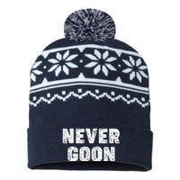 Funny Joke Never Goon Quote Humor Design Gym USA-Made Snowflake Beanie