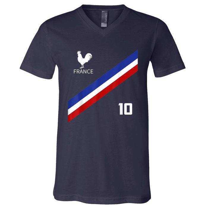 France Jersey Number Ten Soccer French Futbol Club V-Neck T-Shirt