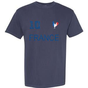 France Jersey Number Ten Soccer French Flag Futebol Fans Garment-Dyed Heavyweight T-Shirt