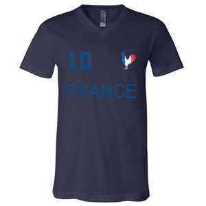 France Jersey Number Ten Soccer French Flag Futebol Fans V-Neck T-Shirt