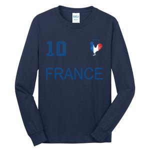 France Jersey Number Ten Soccer French Flag Futebol Fans Tall Long Sleeve T-Shirt