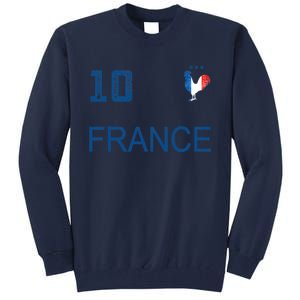 France Jersey Number Ten Soccer French Flag Futebol Fans Tall Sweatshirt