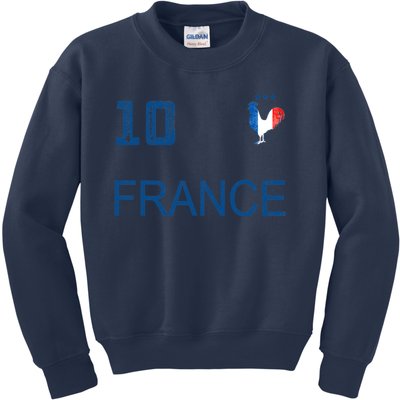 France Jersey Number Ten Soccer French Flag Futebol Fans Kids Sweatshirt